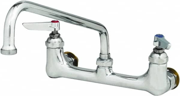 T&S Brass - Wall Mount, Kitchen Faucet without Spray - Swivel Base Faucet with Ceramic Cartridges, Lever Handle, Low Spout, No Drain - Exact Tooling