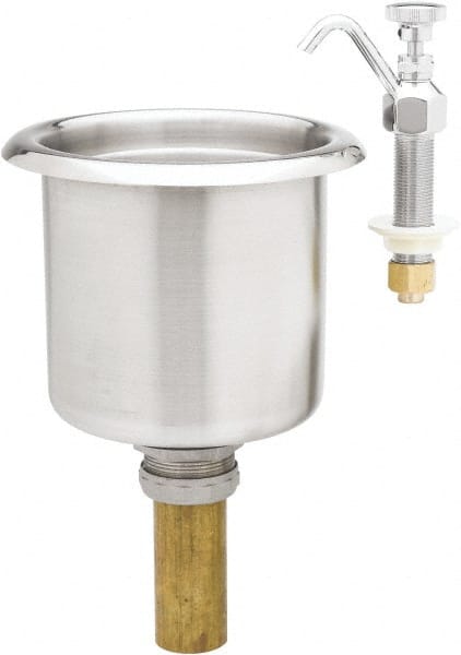 T&S Brass - Faucet Mount, Single Hole Bar and Hospitality Faucet - Dipperwell Faucet and Bowl, Knob Handle, Low Spout, External Drain - Exact Tooling