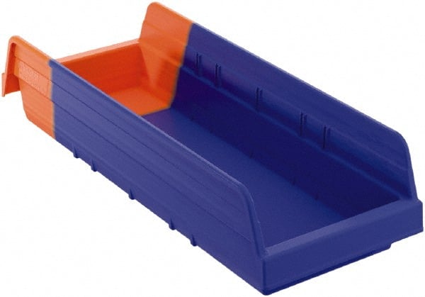 Akro-Mils - 17-7/8" Deep, Blue/Orange Hopper Shelf Bin - 4" High x 6-5/8" Wide x 17-7/8" Long - Exact Tooling
