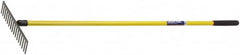 Ability One - Flat Rake with 62" Straight Fiberglass Handle - 16 Tines, 3" Tine Length - Exact Tooling