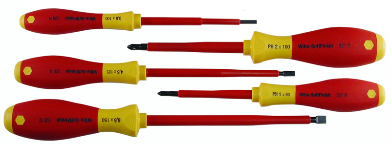 Insulated Slotted Screwdriver 3.0; 4.5; 6.5mm & Phillips # 1 & # 2. 5 Piece Set - Exact Tooling