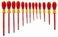 Insulated Slotted Screwdriver 2.0; 2.5; 3.0; 3.5; 4.5; 5.5; 6.5; 8.0; 10.0mm & Phillips # 0; 1; 2; 3. 13 Piece Set - Exact Tooling