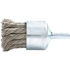 Brush Research Mfg. - 1.13" Brush Diam, Knotted, End Brush - 1/4" Diam Steel Shank, 20,000 Max RPM - Exact Tooling