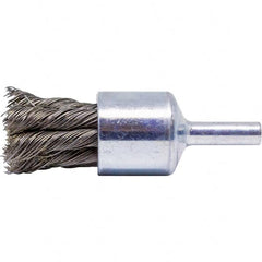 Brush Research Mfg. - 3/4" Brush Diam, Knotted, End Brush - 1/4" Diam Steel Shank, 20,000 Max RPM - Exact Tooling