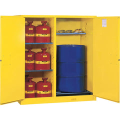 Justrite - Drum Cabinets; Number of Drums: 1 ; Storage Direction: Vertical ; Door Type: Manual Closing ; Number of Shelves: 1 ; Height (Inch): 65 ; Width (Inch): 34 - Exact Tooling