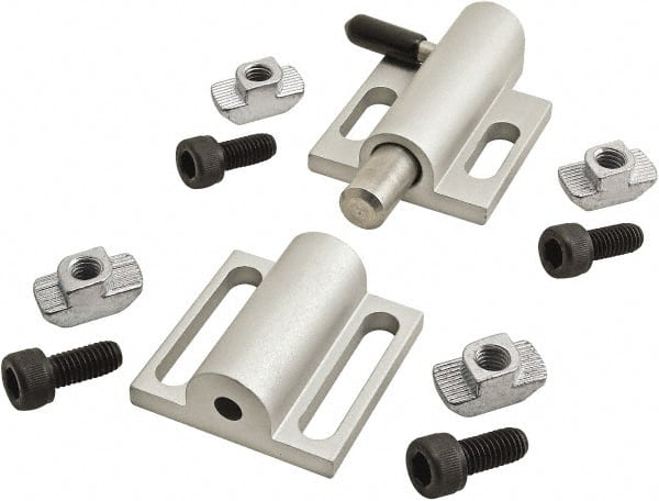 80/20 Inc. - 89mm Long x 38mm Wide x 0.66mm High, Deadbolt Latch with Side Latch - Aluminum Body with Stainless Steel Bolt, Spring & Handle, with Clear Anodized Finish - Exact Tooling