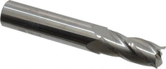 SGS - 29/64", 1" LOC, 1/2" Shank Diam, 3" OAL, 4 Flute, Solid Carbide Square End Mill - Single End, Uncoated, Spiral Flute, 30° Helix, Centercutting, Right Hand Cut, Right Hand Flute, Series 1 - Exact Tooling