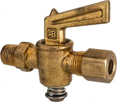 Parker - 1/8" Pipe, 1/4" Tube, Compression Pipe to Male Pipe Drain Cock & Shutoff Valve - 1/8-27 Thread, 30 Max psi - Exact Tooling
