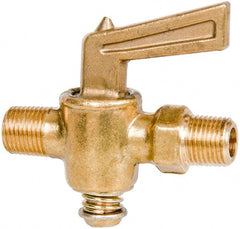 Parker - 1/8" Pipe, Male Pipe to Male Pipe Drain Cock & Shutoff Valve - 1/8-27 Thread, 30 Max psi - Exact Tooling