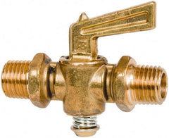 Parker - 1/4" Pipe, Male Pipe to Male Pipe Drain Cock & Shutoff Valve - 1/4-18 Thread, 30 Max psi - Exact Tooling