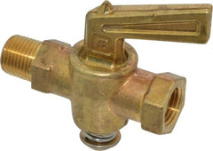 Parker - 1/8" Pipe, Female Pipe to Male Pipe Drain Cock & Shutoff Valve - 1/8-27 Thread, 30 Max psi - Exact Tooling