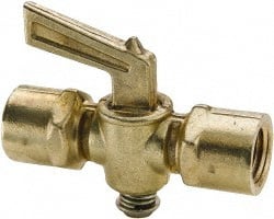 Parker - 1/4" Pipe, Female Pipe to Female Pipe Drain Cock & Shutoff Valve - 1/4-18 Thread, 30 Max psi - Exact Tooling