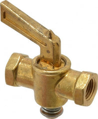 Parker - 1/8" Pipe, Female Pipe to Female Pipe Drain Cock & Shutoff Valve - 1/8-27 Thread, 30 Max psi - Exact Tooling