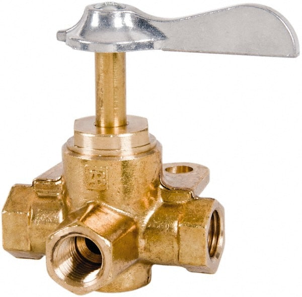 Parker - 1/4" Pipe, Female Pipe Drain Cock & Shutoff Valve - 1/4-18 Thread, 30 Max psi - Exact Tooling