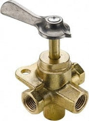 Parker - 1/4" Pipe, Female Pipe Drain Cock & Shutoff Valve - 1/4-18 Thread, 30 Max psi - Exact Tooling
