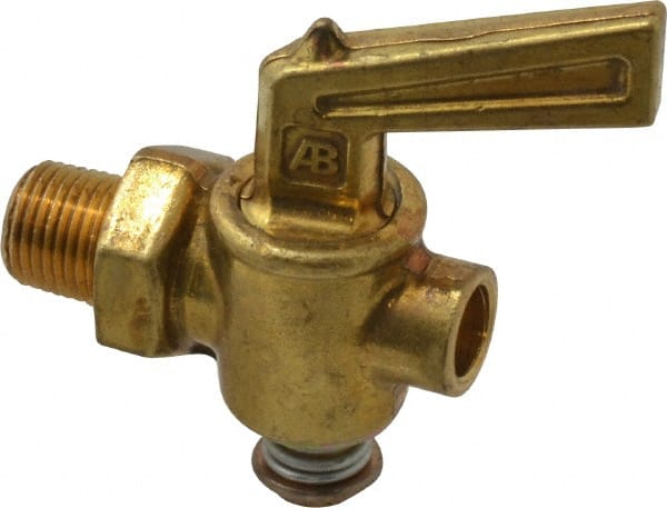 Parker - 1/8" Pipe, Male Pipe Drain Cock & Shutoff Valve - 1/8-27 Thread, 150 Max psi - Exact Tooling