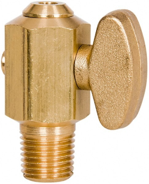 Parker - 1/4" Pipe, Male Pipe Drain Cock & Shutoff Valve - 1/4-18 Thread, 150 Max psi - Exact Tooling