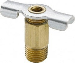 Parker - 1/8" Pipe, Internal Seal Drain Cock & Shutoff Valve - 1/8-27 Thread, 150 Max psi - Exact Tooling