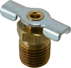 Parker - 1/4" Pipe, Internal Seal Drain Cock & Shutoff Valve - 1/4-18 Thread, 150 Max psi - Exact Tooling
