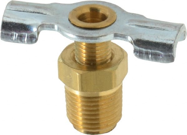 Parker - 1/8" Pipe, External Seal Drain Cock & Shutoff Valve - 1/8-27 Thread, 150 Max psi - Exact Tooling