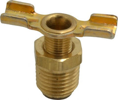 Parker - 1/4" Pipe, External Seal Drain Cock & Shutoff Valve - 1/4-18 Thread, 150 Max psi - Exact Tooling