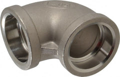 Merit Brass - 1" Grade 316 Stainless Steel Pipe 90° Elbow - Socket Weld x Socket Weld End Connections, 150 psi - Exact Tooling