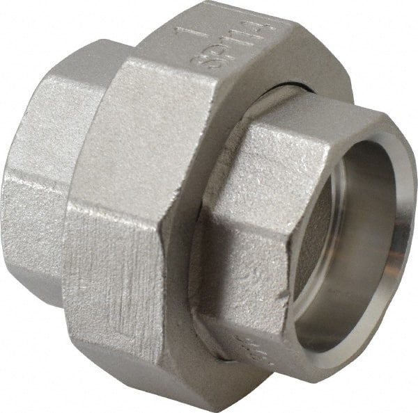 Merit Brass - 1" Grade 316 Stainless Steel Pipe Union - Socket Weld x Socket Weld End Connections, 150 psi - Exact Tooling