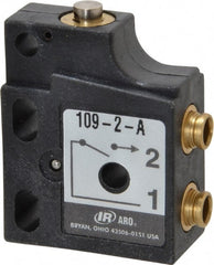 ARO/Ingersoll-Rand - 0.09 CV Rate, 3 Way Valve Mini Mechanical Valve - 5/32" NPT Inlet, 5/32" NPT Outlet, 150 Max psi, Straight Plunger - Exact Tooling