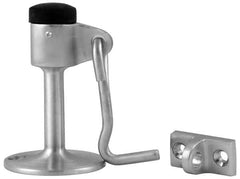Don-Jo - 3-1/2" Projection Wall Door Stop with Hook - Floor & Wall Mount, Satin Chrome Finish - Exact Tooling