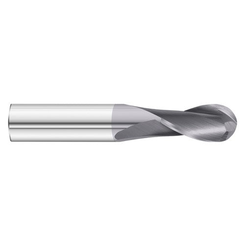 ‎5/64″ Dia. × 1/8″ Shank × 1/4″ DOC × 1-1/2″ OAL, Carbide TiAlN, 2 Flute, 30° Helix, Round, External , Ballnose End Mill - Exact Tooling