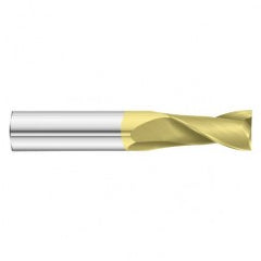 29/64 Dia. x 3 Overall Length 2-Flute Square End Solid Carbide SE End Mill-Round Shank-Center Cut-TiN - Exact Tooling
