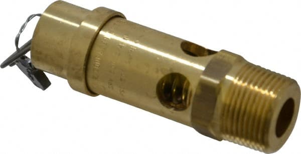 Conrader - 3/4" Inlet, ASME Safety Relief Valve - 125 Max psi, Brass, 504 Cubic' per Min - Exact Tooling