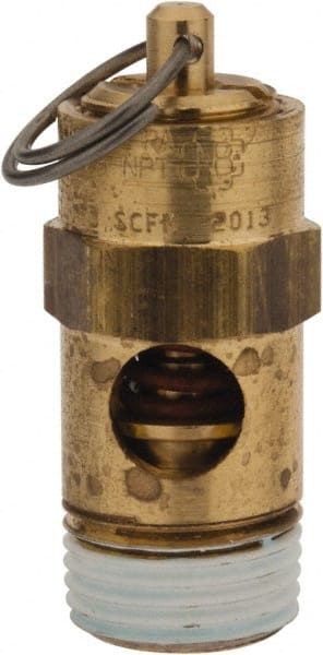Conrader - 3/8" Inlet, ASME Safety Relief Valve - 200 Max psi, Brass, 178 Cubic' per Min - Exact Tooling