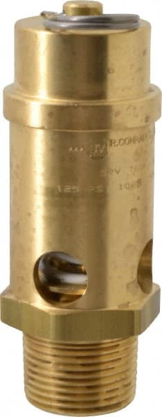 Conrader - 1" Inlet, ASME Safety Relief Valve - 125 Max psi, Brass, 1,053 Cubic' per Min - Exact Tooling