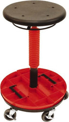 ShopSol - 300 Lb Capacity, 5 Wheel Trolley Stool - Polyurethane, 18" Long x 16-1/2" Overall Height x 18" Wide - Exact Tooling