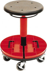 ShopSol - 300 Lb Capacity, 5 Wheel Trolley Stool - Polyurethane, 18" Long x 19" Overall Height x 18" Wide - Exact Tooling