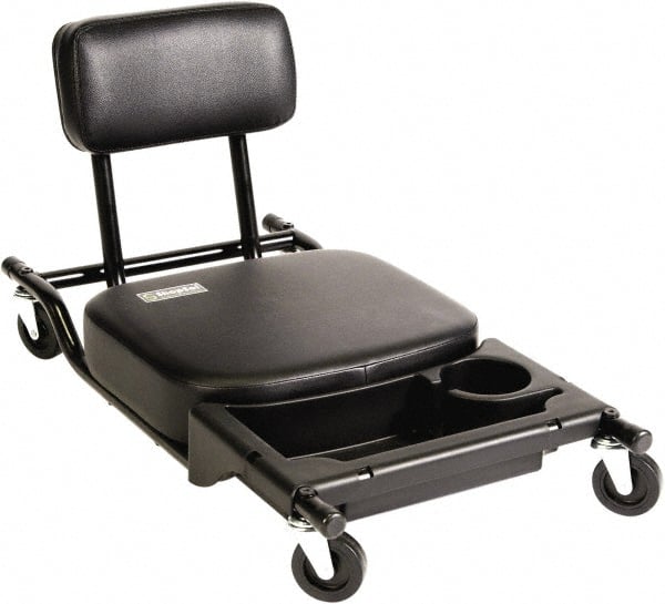 ShopSol - 300 Lb Capacity, 4 Wheel Creeper Seat - Steel/Vinyl, 32" Long x 18" Overall Height x 16" Wide - Exact Tooling