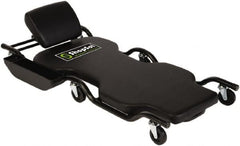 ShopSol - 450 Lb Capacity, 6 Wheel Creeper (with Adjustable Headrest) - Steel/Vinyl, 44-1/2" Long x 2-1/2" Overall Height x 18" Wide - Exact Tooling