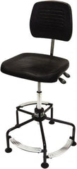 ShopSol - 17 to 35" High Adjustable Height Swivel Stool - 26" Wide x 26-1/2" Deep, Polyurethane Seat, Black - Exact Tooling