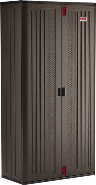 Suncast - 4 Shelf Locking Storage Cabinet - Polypropylene, 40" Wide x 20-1/4" Deep x 80" High, Gray - Exact Tooling