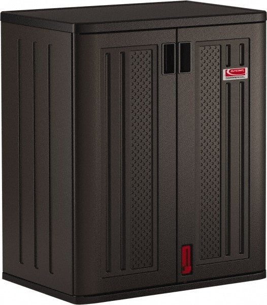 Suncast - 2 Shelf Locking Storage Cabinet - Polypropylene, 30" Wide x 20-1/4" Deep x 36" High, Gray - Exact Tooling