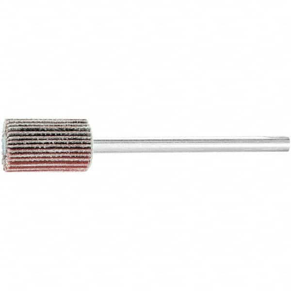 PFERD - 3/8" Diam x 5/8" Face Width, Aluminum Oxide Coated Mounted Flap Wheel - 1/8" Shank Mount, 240 Grit, 75,000 Max RPM - Exact Tooling