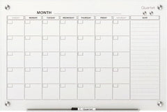Quartet - 36" High x 48" Wide Magnetic Dry Erase Calendar - Glass, Includes Dry-Erase Marker, Magnet & Mounting Kit - Exact Tooling