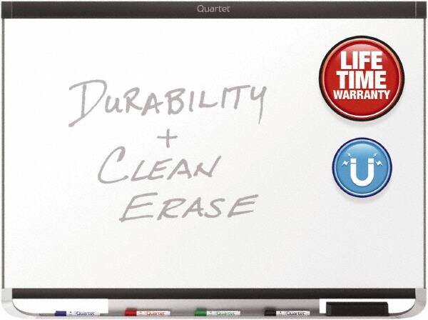 Quartet - 48" High x 96" Wide Magnetic Dry Erase Board - Melamine, Includes Chisel-Tip Dry-Erase Markers, Two Magnets, Accessory Tray & Mounting Kit - Exact Tooling