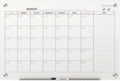 Quartet - 24" High x 36" Wide Magnetic Dry Erase Calendar - Plastic, Includes Dry-Erase Marker, Magnet & Mounting Kit - Exact Tooling