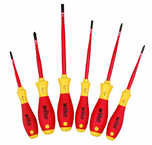 Insulated Slim Integrated Insulation 6 Piece Screwdriver Set Slotted 4.5; 6.5; Phillips #1 & 2; Square #1 & 2. - Exact Tooling
