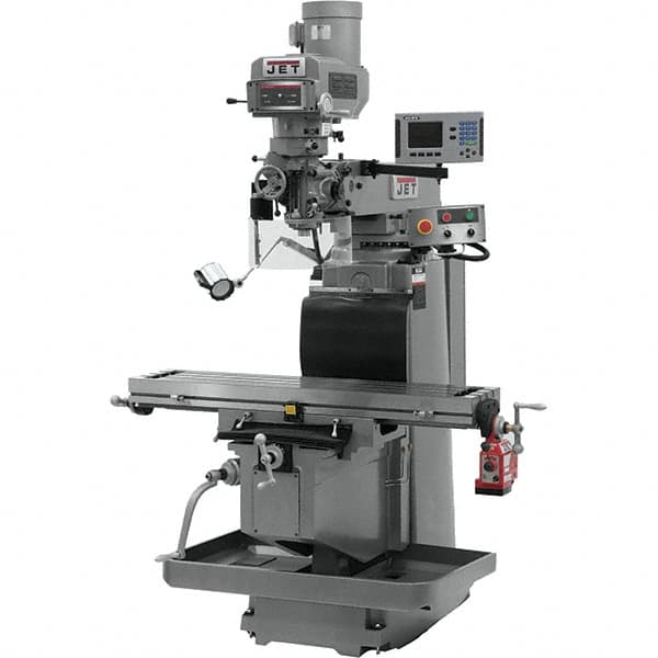 Jet - 54" Table Width x 12" Table Length, Electronic Variable Speed Control, 3 Phase Knee Milling Machine - R8 Spindle Taper, 5 hp - Exact Tooling