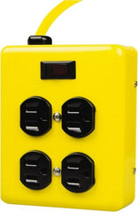Woods PRO - 4 Outlets, 125 Volts, 15 Amps, 4' Cord, Power Outlet Strip - Keyhole Mount, 5-15 NEMA Configuration, 6" Strip, cULus - Exact Tooling