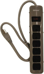 Woods PRO - 6 Outlets, 125 Volts, 15 Amps, 5' Cord, Power Outlet Strip - Keyhole Mount, 5-15 NEMA Configuration, 11-3/4" Strip, cULus - Exact Tooling