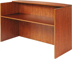 ALERA - Woodgrain Laminate Reception Desk - 71" Wide x 35-1/2" Deep x 42-1/2" High, Medium Cherry - Exact Tooling